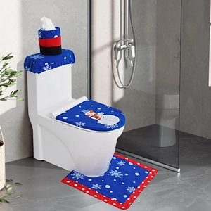 Detailansicht des Schneemann-Weihnachtsbad-Sets mit Toilettendeckelbezug und Badematte