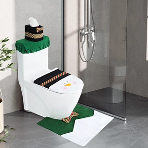 Detail des Weihnachts-WC-Sets mit Schneemann-Motiv aus weichem Plüsch für festliche Deko