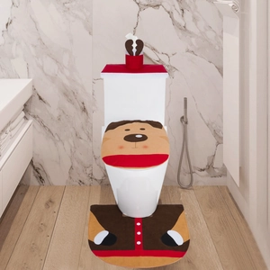 Detailansicht der weichen Rentier-Weihnachts-WC-Garnitur mit passender Badematte