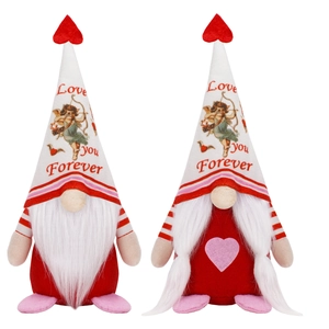 Set de dos gnomos de San Valentín con texto Love you Forever y detalles de corazón
