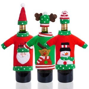 Set copribottiglie di vino natalizi con Babbo Natale, renna e pupazzo di neve