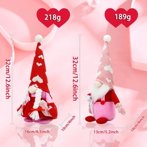 Valentinstag Wichtel Plüschpuppen mit Herzmuster und Rosen-Details als Deko