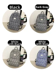 Detail view of large capacity school backpacks in four printed color combinations