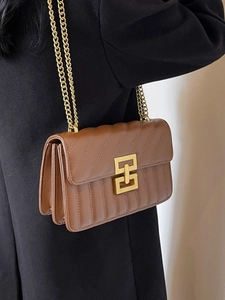 Sac Bandoulière Vintage en Cuir PU Matelassé pour Femmes Petit Sac à Épaule Carré Élégant Avec Verrou en Métal Sac Polyvalent Quotidien de Fête