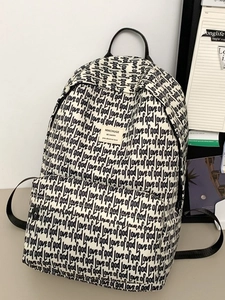 School backpack with black letter print and large capacity for travel and daily use