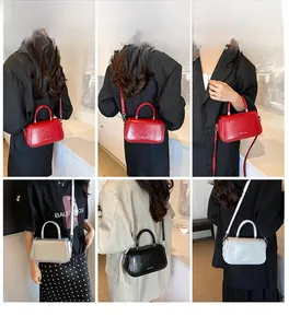 Collage of leather handbags in multiple colors showing crossbody and handheld styles