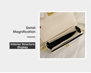 Structure interne du sac à bandoulière matelassé blanc avec détails dorés