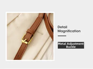 Detailansicht des braunen Lederriemens mit goldener Hardware-Verstellschnalle