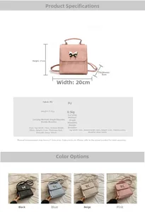 Spécifications de taille détaillées et tableau des matières pour petit sac à dos
