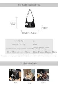Détails du sac Hobo de grande capacité avec logo triangulaire en métal et charme