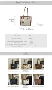 Tabella delle dimensioni e display multicolore della borsa tote grande in ecopelle