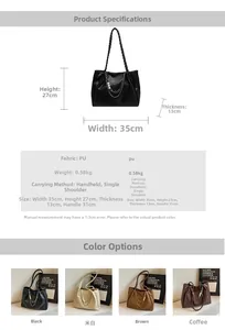 Detailed size specifications for large capacity tote bag with woven handles and pearl charms
