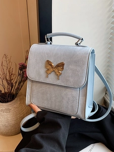 Mini Sac à Dos de Mode en Cuir PU pour Femmes Avec Boucle Papillon en Métal Sac à Main Élégant Sac Bandoulière Simple Voyage