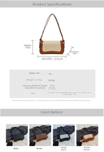 Detailed size specifications for small chic shoulder bag with dimensions 25x15x6 cm