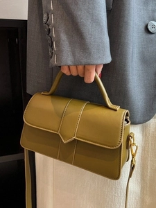 Women Minimalist PU Leather Crossbody Bag Fashion Small Square Handbag With Top Handle For Commute Everyday Casual Style