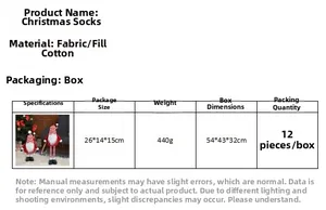 Detailed chart showing fabric and cotton filling materials for Christmas gnome ornaments