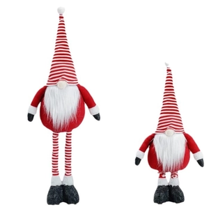 Standing Christmas gnomes plush set with red striped hats and telescopic long legs