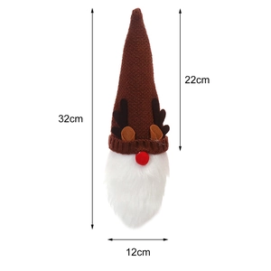 Detaillierte Größenmessung der Weihnachts-Wichtel-Weinflaschenhülle mit 32 cm Höhenmaß