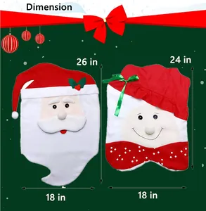 Size chart for Santa and Mrs. Claus chair covers measuring 26x18 and 24x18 inches