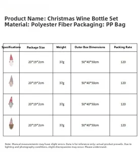 Specifications for knitted gnome wine bottle covers made of polyester fiber for Christmas