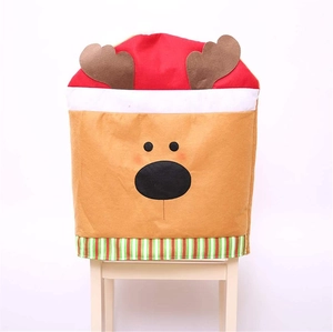 Housse de chaise de Noël renne avec chapeau rouge pour décoration de salle à manger