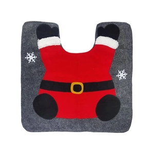 Tapis de toilette gnome de Noël avec costume de Père Noël rouge et flocons de neige