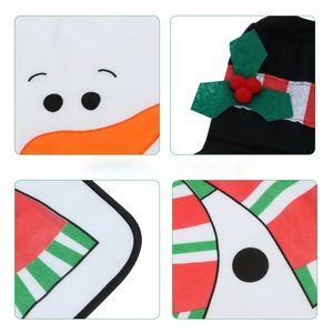 Festive snowman toilet seat cover set with snowman embroidery and holly leaf accents