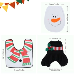 Christmas snowman toilet seat cover and rug set for festive bathroom decoration