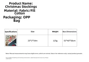 Detailed chart showing 54cm knitted Christmas stocking dimensions and fabric material