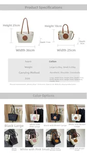 Guide des tailles pour grands et petits sacs fourre-tout avec dimensions et détails