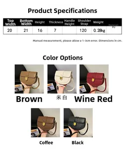 Size chart showing 21cm width and strap details for crocodile pattern saddle bag