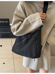 Women Casual Nylon Large Capacity Tote Shoulder Bag Multi Zipper Crossbody Hobo Bag Waterproof Lightweight Commuter Purse