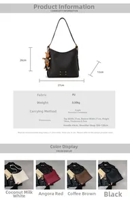 Detailed view of the PU leather bucket bag with lychee texture and cute bear charm