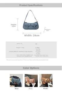 Detaillierte Größentabelle und Maße der Retro-PU-Ledertasche mit zwei Taschen