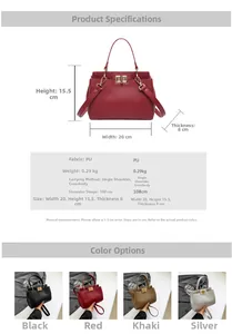 Detailed size specifications for minimalist PU leather tote bag with dimensions and strap info