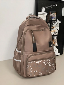 Large Capacity Nylon School Backpack For Students Casual Travel Laptop Bag For Men Women With Multi Pockets Reflective Strip