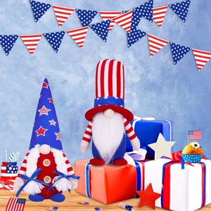 Amerikanische Unabhängigkeitstag Patriotische Zwerge Gesichtslose Puppen 4. Juli Plüsch Tischdeko Sterne Streifen Haus Ornament Geschenke