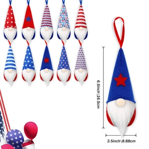 Set of Independence Day patriotic gnomes hanging ornaments with stars and stripes