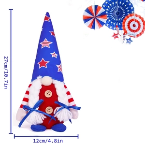 Muñeco gnomo patriótico del 4 de julio día de la independencia con estrellas rojas y azul