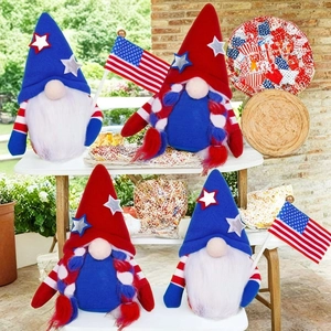 Unabhängigkeitstag Gnome Plüsch Patriotische Vierte Juli Gonk Dekoration Rot Weiß Blau Stoff Sterne Streifen Amerikanische Flagge Ornament