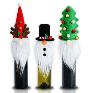 3er-Set Weihnachtswichtel Flaschenhüllen mit Rentiergeweih und Tannenbaum-Motiv Design