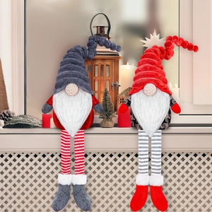 Christmas Gnome Faceless Plush Doll Long Striped Legs Nordic Style Holiday Ornament For Home Party Decor