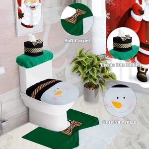 Detalle del juego de baño de muñeco de nieve en franela con soporte para pañuelos