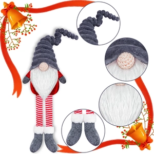 Nordic Christmas gnome plush doll with long striped legs and white beard for home decor