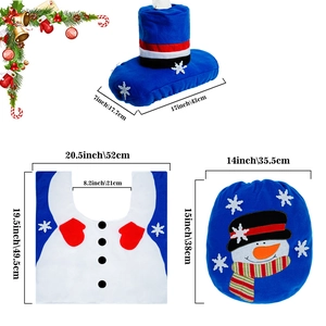Detalle del juego de baño navideño de muñeco de nieve con medidas y suave textura de felpa