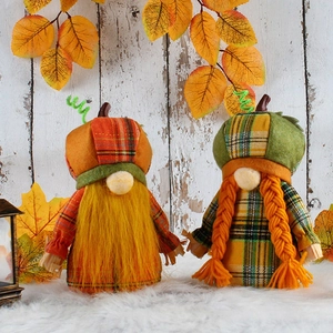 Thanksgiving Pumpkin Gnome Plush Doll Autumn Harvest Festival Faceless Rudolph Elf Decoration Home Ornament Gift