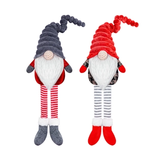 Set of two Christmas gnomes with long hats and striped legs for Nordic holiday decor