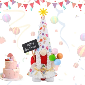 Birthday Gnome Plush Faceless Doll With Happy Birthday Sign And Balloons For Party Table Ornament Home Decoration