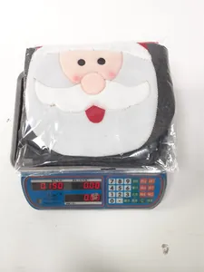 Detailed view of the weight measurement for a Santa Claus themed toilet seat cover set