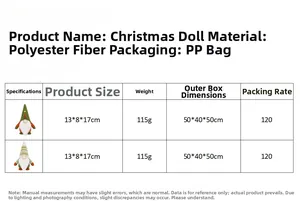 Detailed size specifications for a festive green knitted Christmas gnome ornament